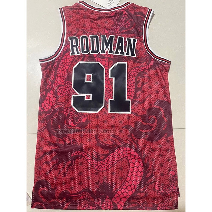 Camiseta Chicago Bulls Dennis Rodman #91 Asian Heritage Throwback 1997-98 Rojo